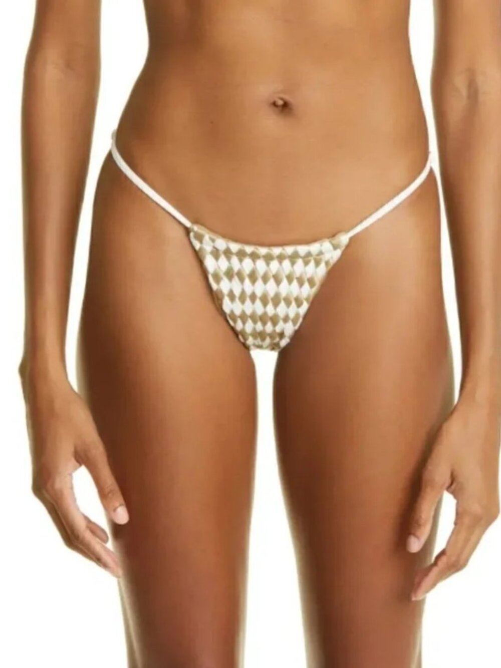 NWT Isa Boulder Weave String Bikini Bottom White Gold Size L